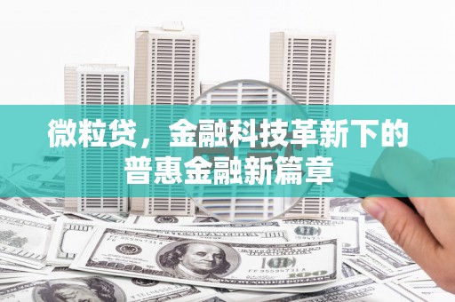 屯留微粒贷，金融科技革新下的普惠金融新篇章