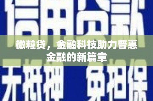 屯留微粒贷，金融科技助力普惠金融的新篇章