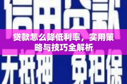屯留贷款怎么降低利率，实用策略与技巧全解析