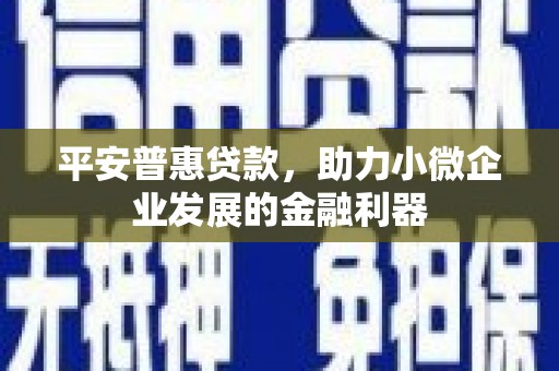 屯留平安普惠贷款，助力小微企业发展的金融利器